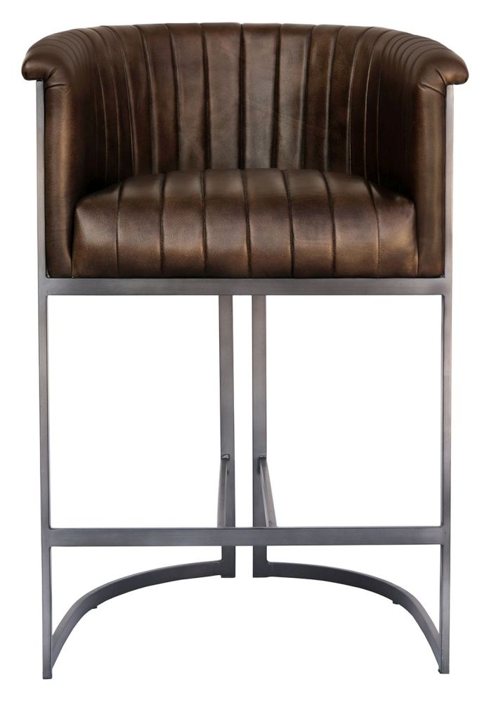 Bryn Brown Leather Tub Barstool Sold In Pairs