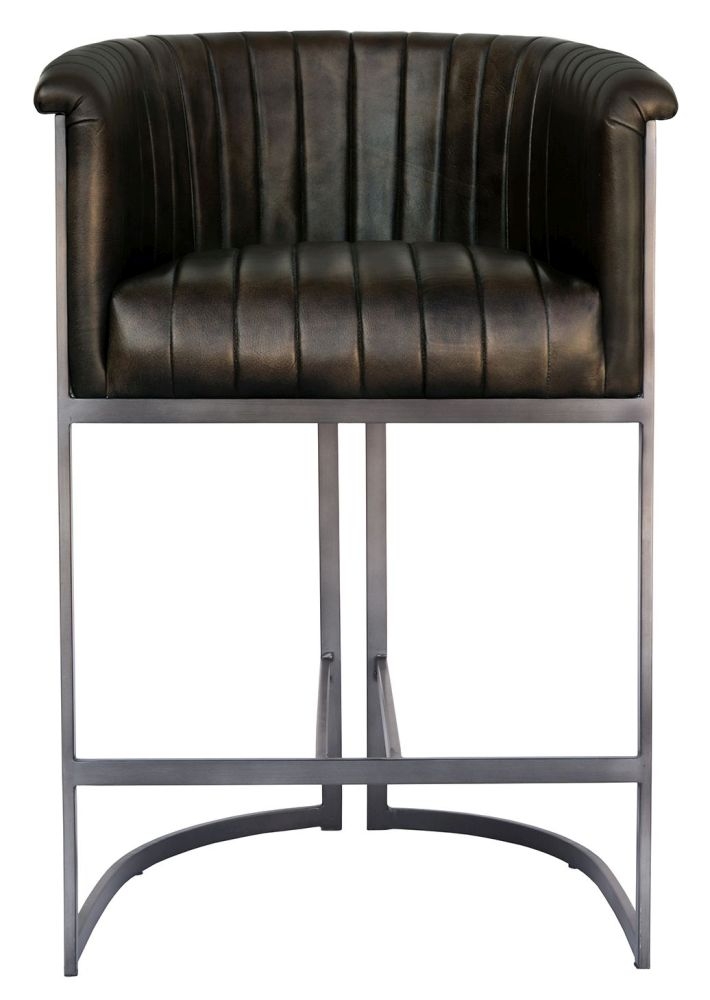 Bryn Dark Grey Leather Tub Barstool Sold In Pairs