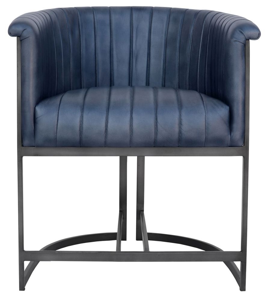 Bryn Blue Leather Tub Chair Sold In Pairs