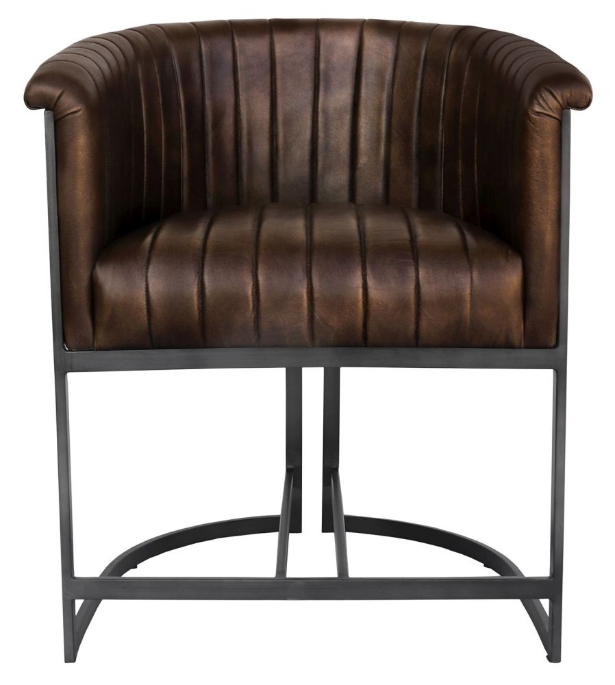 Bryn Brown Leather Tub Chair Sold In Pairs