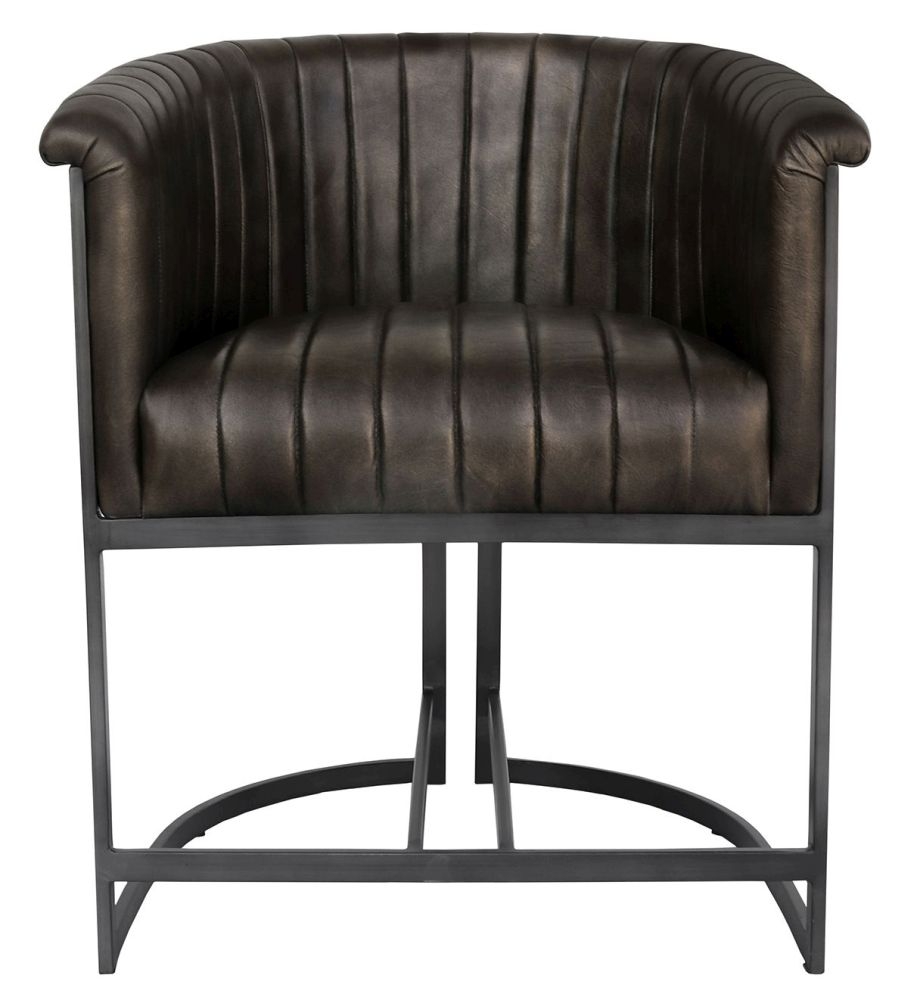 Bryn Dark Grey Leather Tub Chair Sold In Pairs
