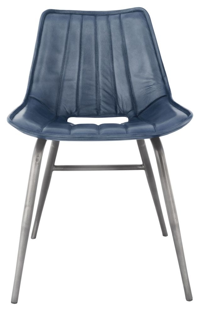 Dupont Blue Leather Dining Chair Sold In Pairs
