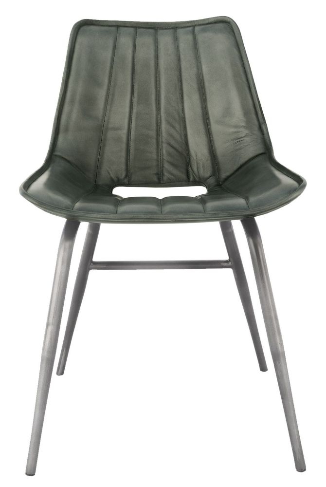 Dupont Light Grey Leather Dining Chair Sold In Pairs