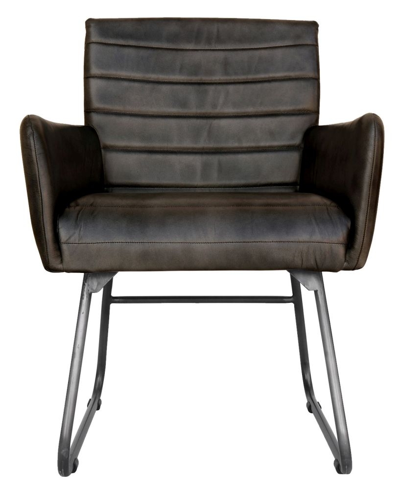 Erie Dark Grey Leather Dining Chair Sold In Pairs