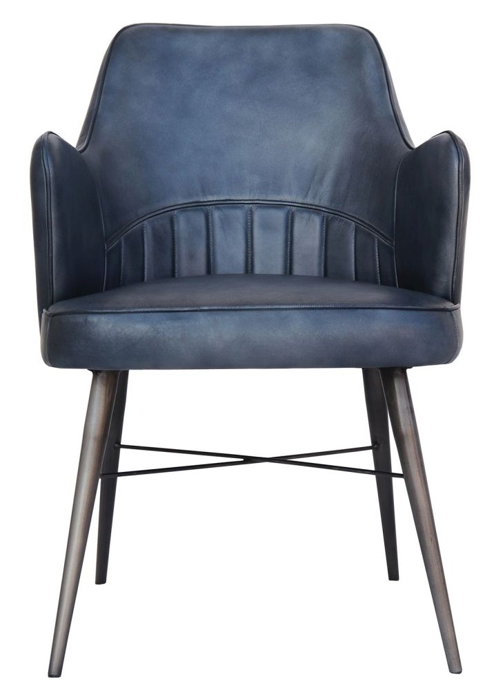 Girard Blue Leather Dining Chair Sold In Pairs
