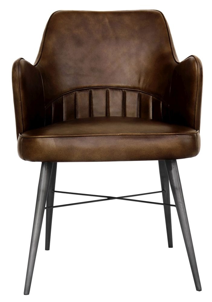 Girard Brown Leather Dining Chair Sold In Pairs