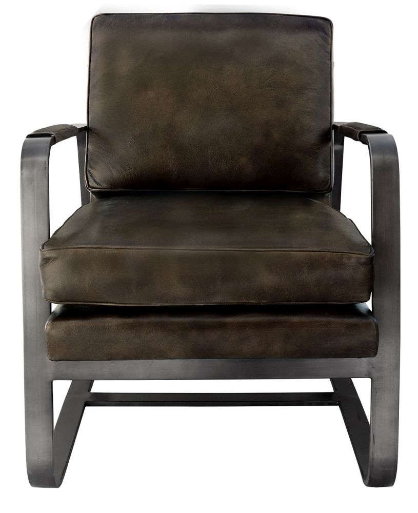 Harrison Dark Grey Leather Armchair