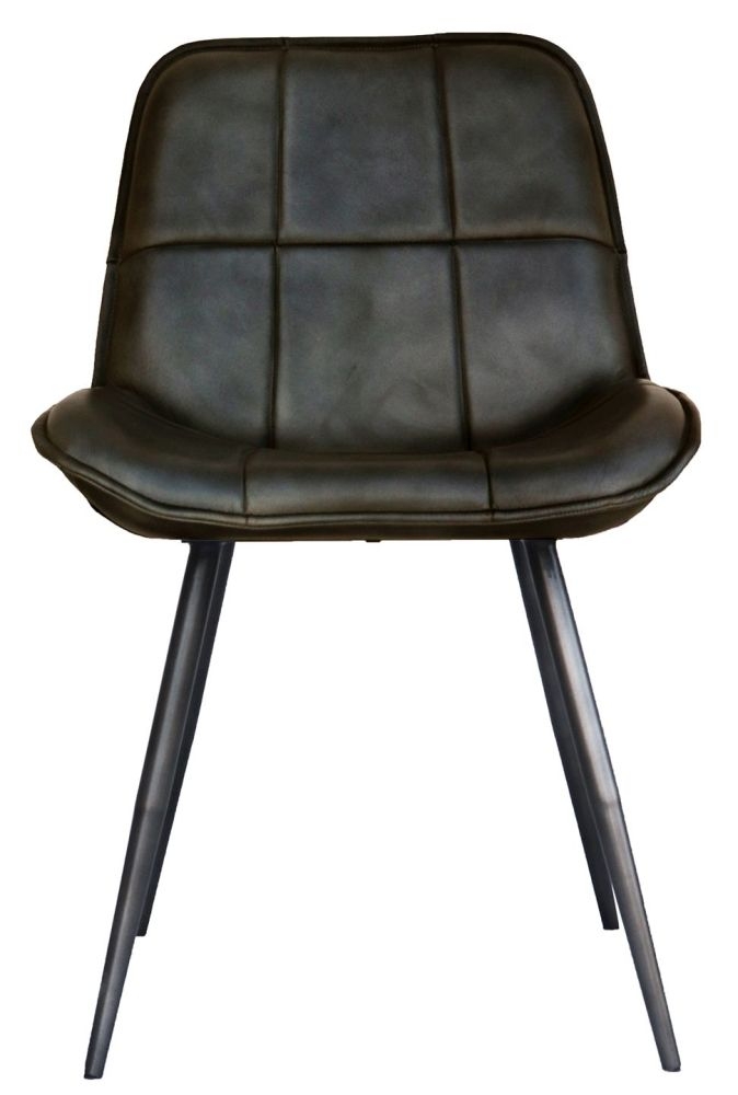 Irwin Dark Grey Leather Dining Chair Sold In Pairs