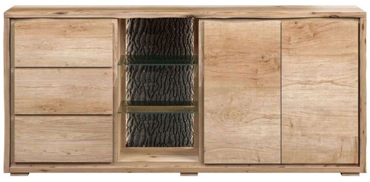 Harlech Industrial Live Edge Natural 2 Door 3 Drawer Sideboard With Led Light