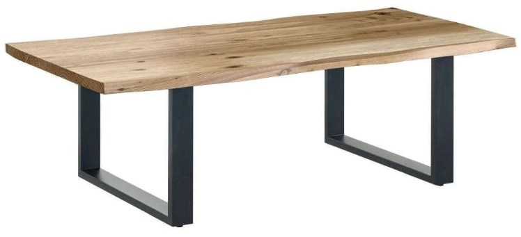 Harlech Industrial Live Edge Natural Coffee Table With U Shaped Leg