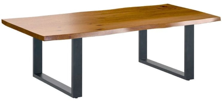 Harlech Industrial Live Edge Rustic Oak Coffee Table With U Shaped Leg