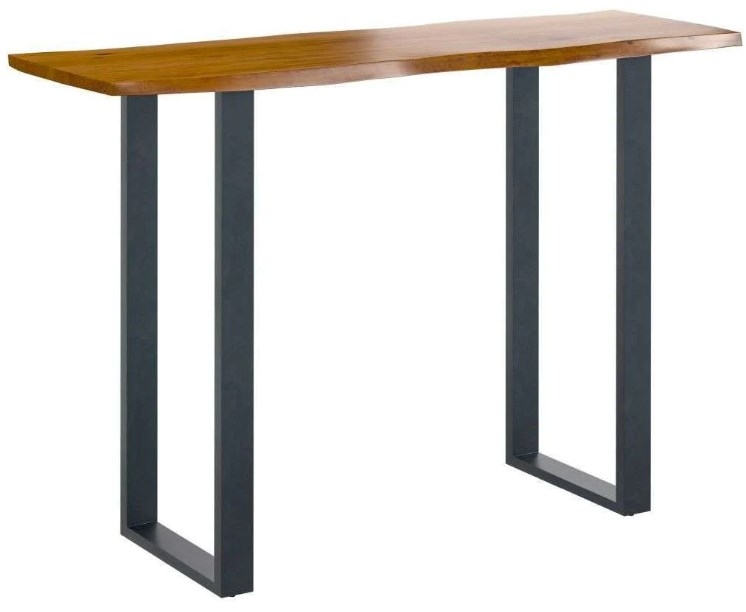 Harlech Industrial Live Edge Rustic Oak Console Table With U Shaped Leg