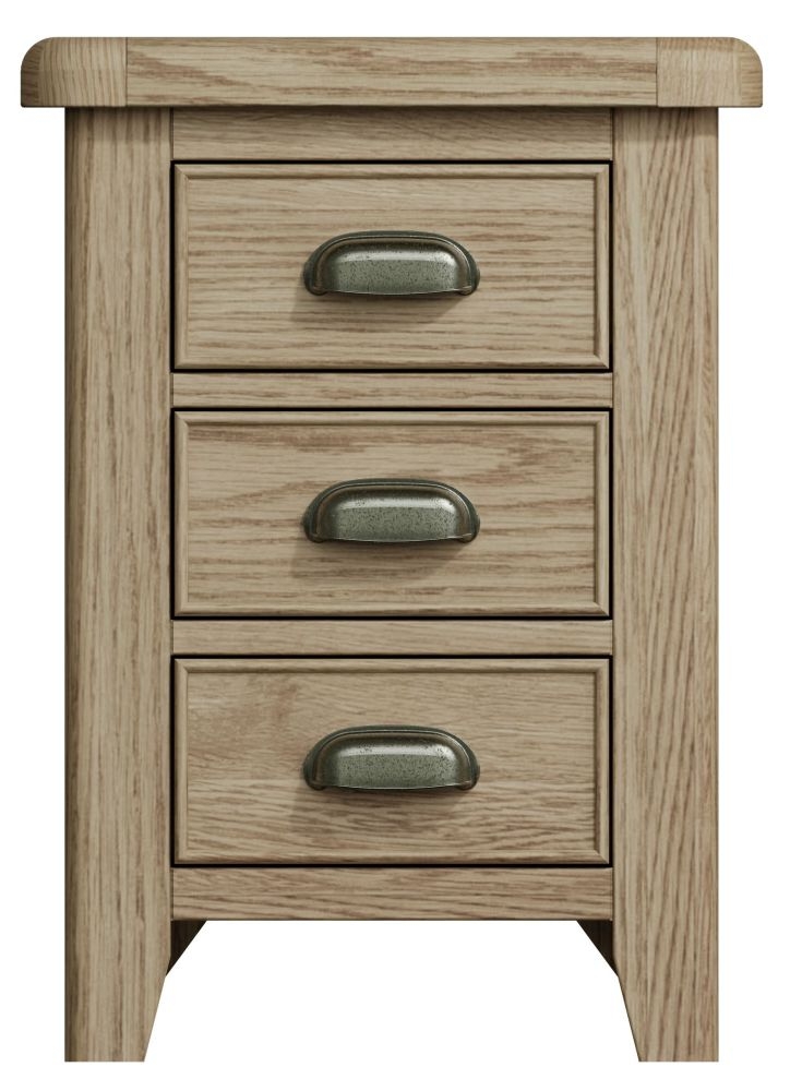 Hatton Oak 3 Drawer Bedside Cabinet