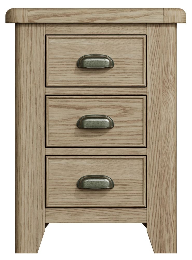 Hatton Oak 3 Drawer Large Bedside Cabinet