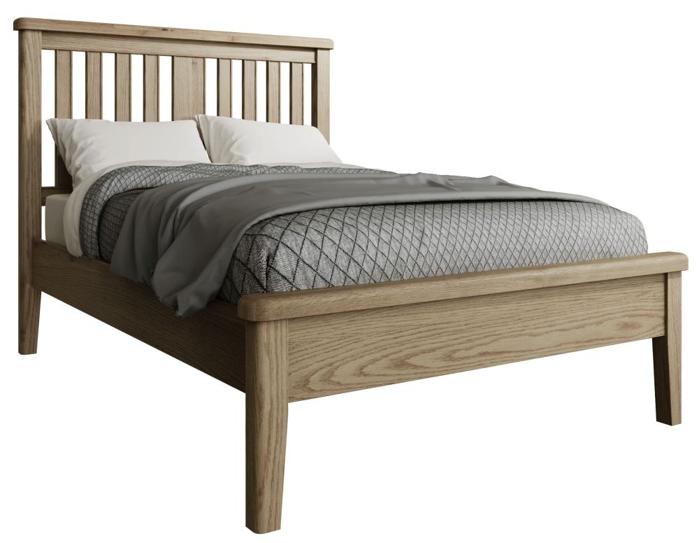 Hatton Oak Low Foot End Bed With Wooden Headboard