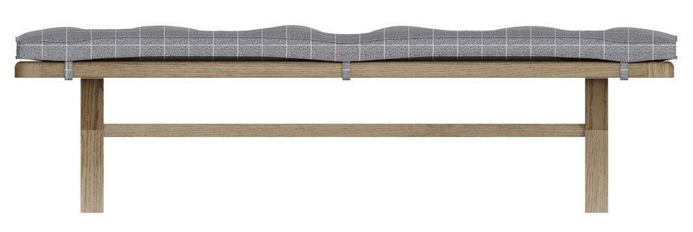 Hatton Oak Dining Bench With Natural Check Fabric Cushion