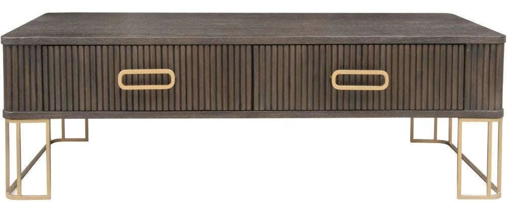 Hawarden Brown Fluted Ribbed 2 Drawer Coffee Table