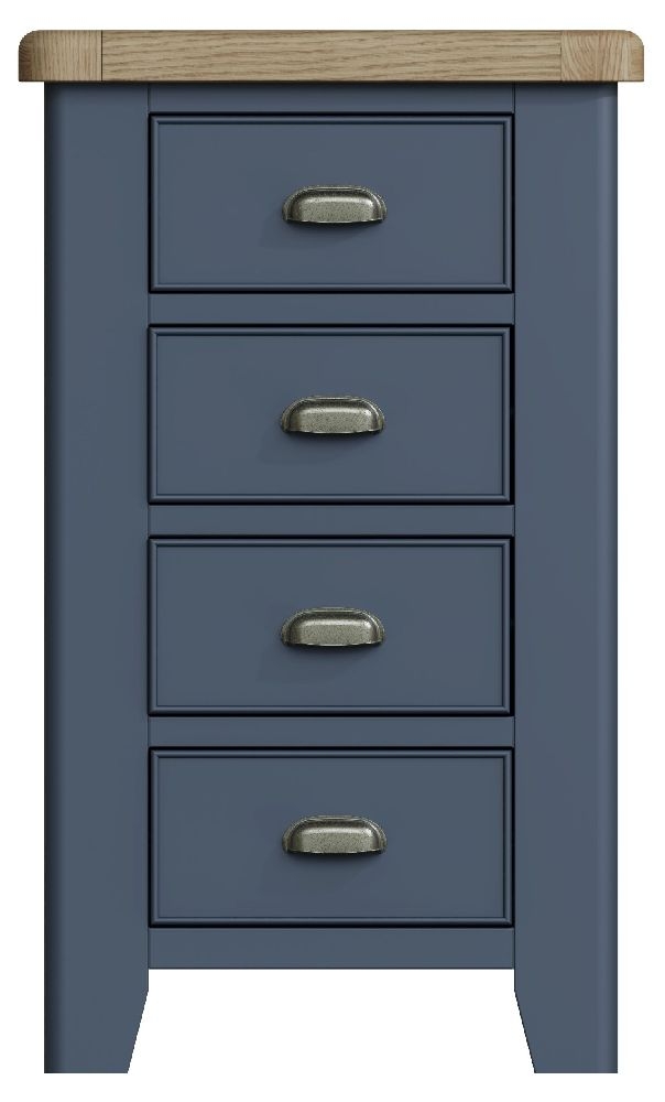 Ringwood Blue Painted 4 Drawer Chest Oak Top