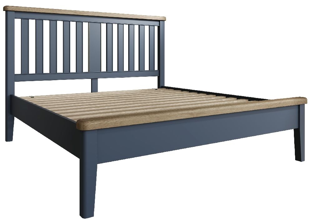 Ringwood Blue Painted Low Foot End Bed With Wooden Headboard