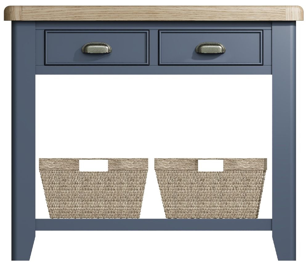 Ringwood Blue Painted Console Table Oak Top