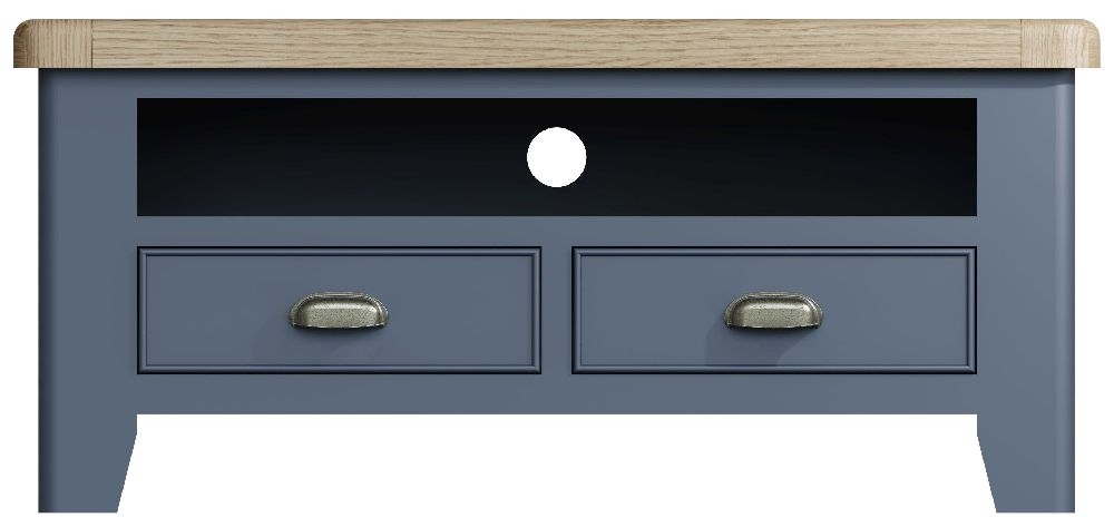 Ringwood Blue Painted Tv Unit Oak Top