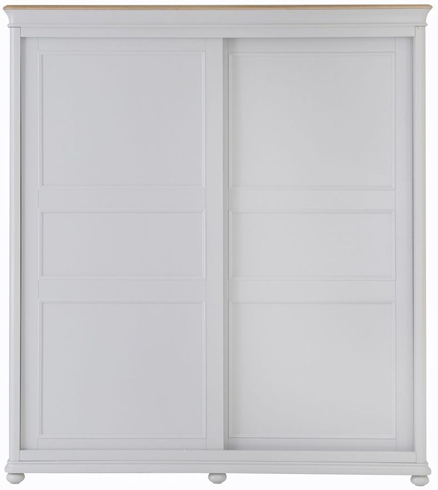 Annecy Oak And Soft Grey Painted 2 Door Sliding Wardrobe Clearance B134