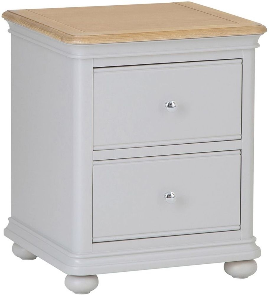 Annecy Oak And Soft Grey Painted 2 Drawer Bedside Cabinet Clearance Fs325