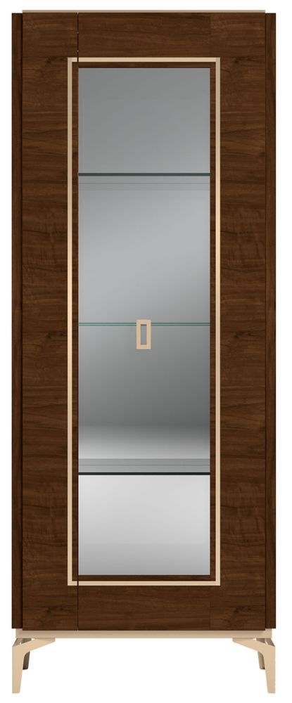 Status Eva Day Walnut Brown Italian 1 Glass Door Vitrine With Led Light