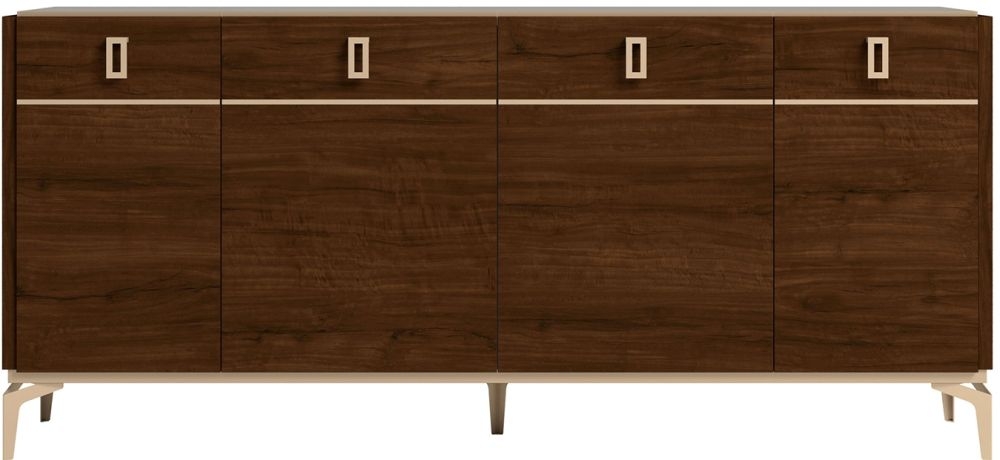 Status Eva Day Walnut Brown Italian 4 Door Buffet Sideboard