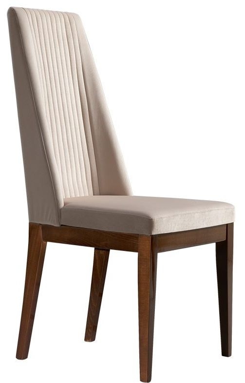 Status Eva Day Walnut Brown Italian Beige Velvet Fabric Dining Chair Sold In Pairs