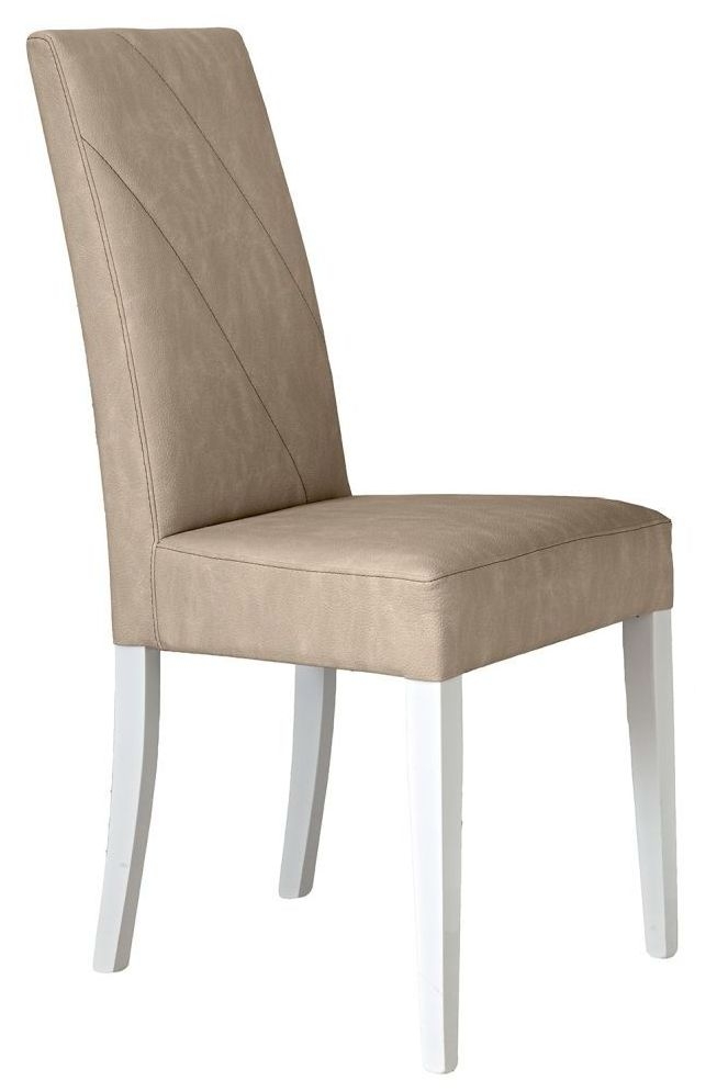 Status Lisa Day White High Gloss Italian Toffee Faux Leather Dining Chair Sold In Pairs