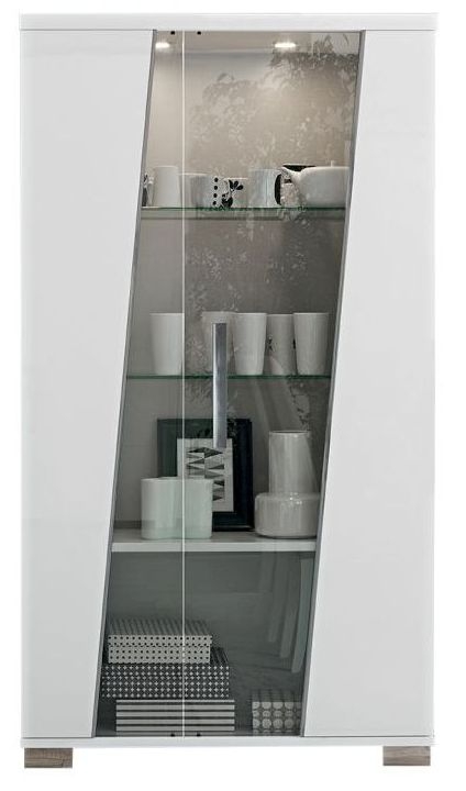 Status Lisa Day White High Gloss Italian 2 Door Vitrine With Led Light Assembled