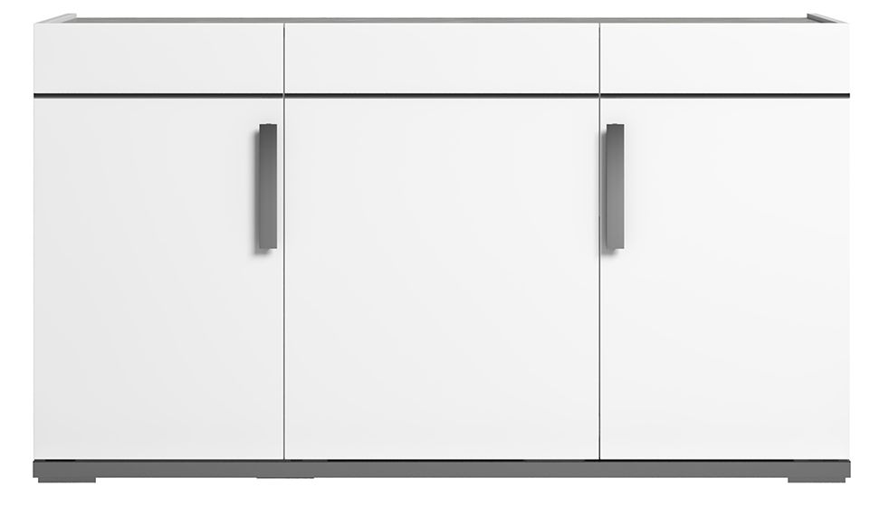 Status Mara Day White Buffet Sideboard 140cm With 3 Door With Metal Handle