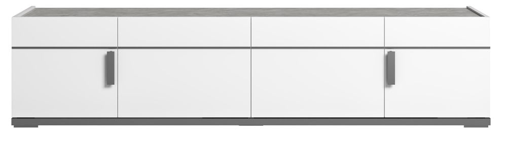 Status Mara Day White Tv Unit 195cm With Storage For Television Upto 75inch Plasma With Metal Handle