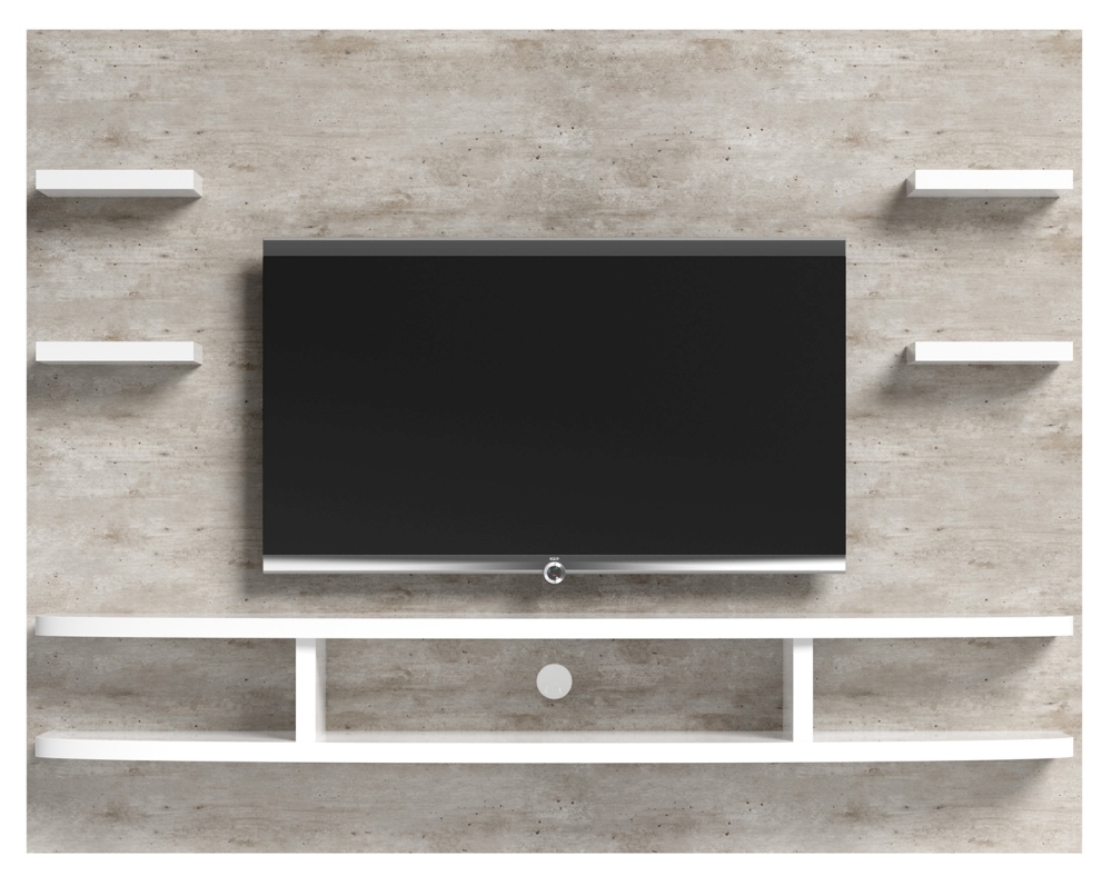 Status Concrete And White Italian Wall Unit With Tv Max 60inch