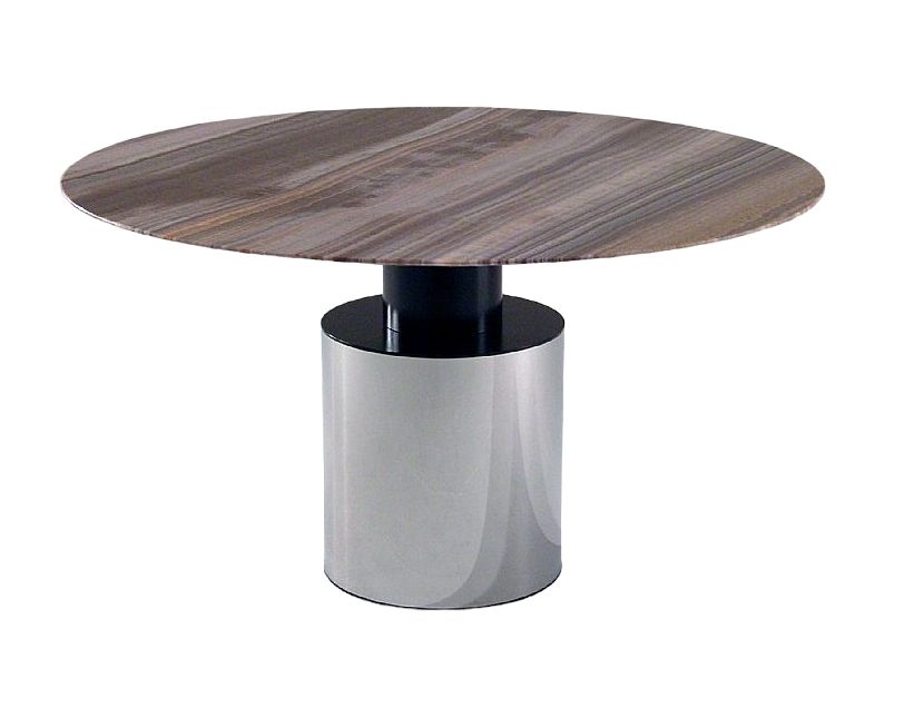 Stone International Athena Round Dining Table Marble And Polished Steel