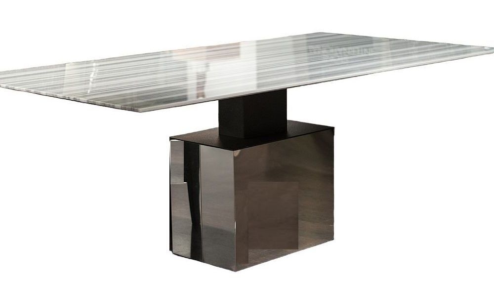 Stone International Athena Thin Dining Table Marble And Polished Steel