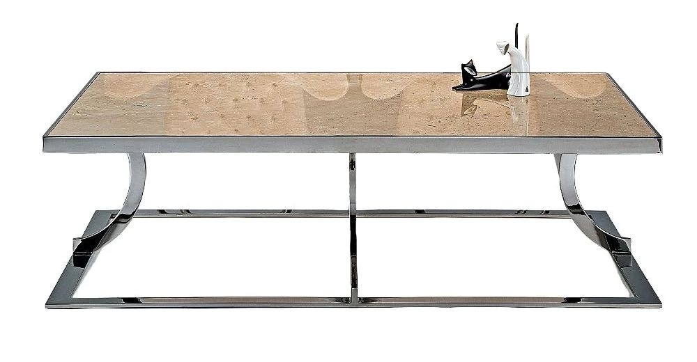 Stone International Aurora Coffee Table Marble And Polished Stainless Steel
