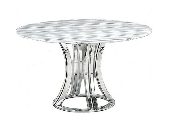 Stone International Aurora Round Dining Table Marble And Polished Stainless Steel