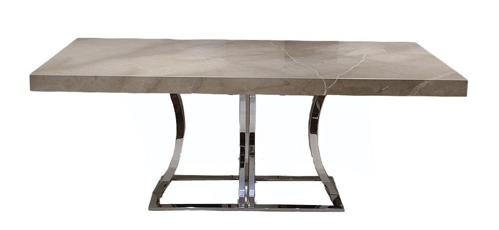 Stone International Aurora Dining Table Marble And Polished Stainless Steel