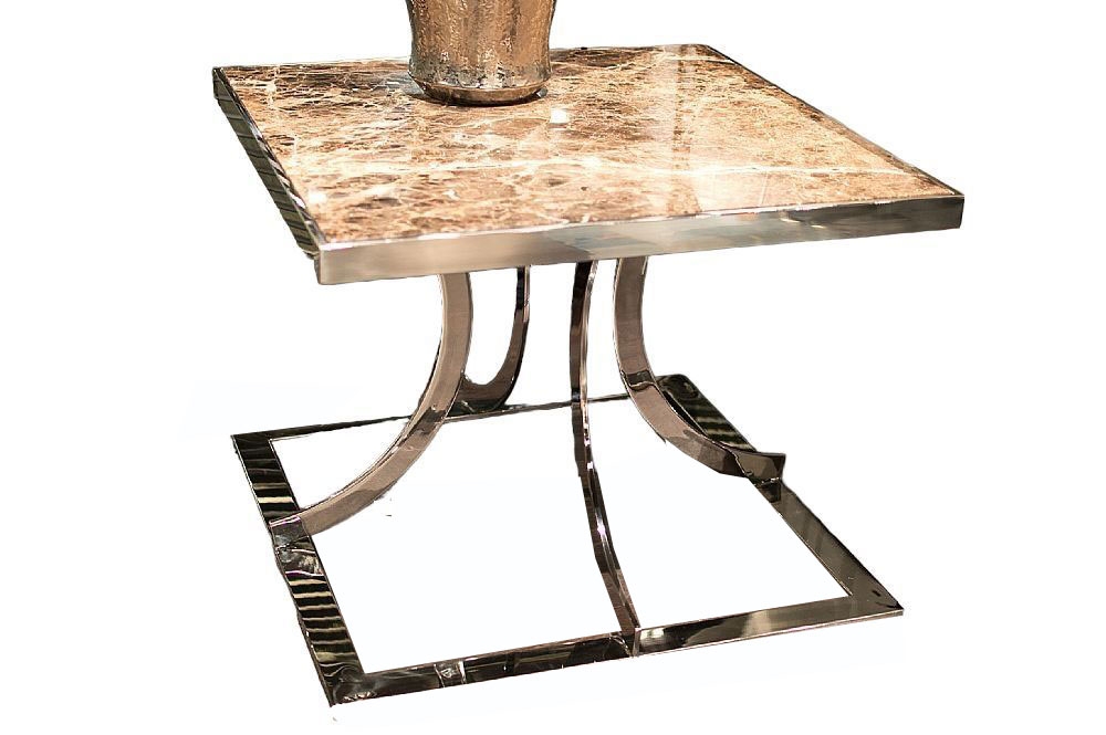 Stone International Aurora Lamp Table Marble And Polished Stainless Steel