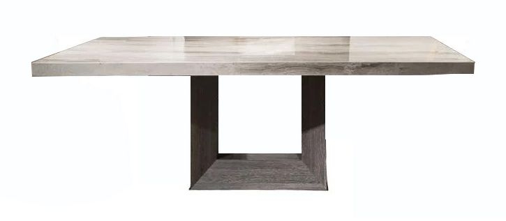 Stone International Blade Light Dining Table Marble And Polished Stainless Steel
