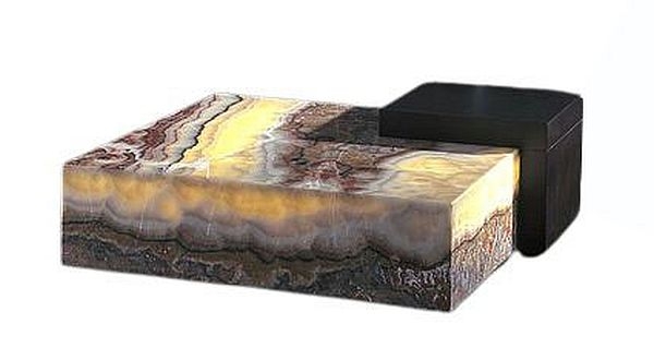Stone International Box Coffee Table With Light Marble And Wenge Wood