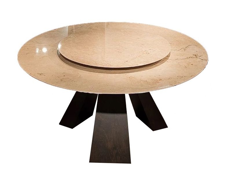 Stone International Butterfly Round Dining Table Marble And Wenge Wood