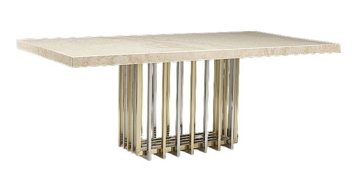 Stone International Cage Dining Table Marble And Metal
