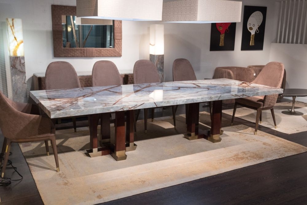 Stone International Daytona Marble And Wood Large Dining Table