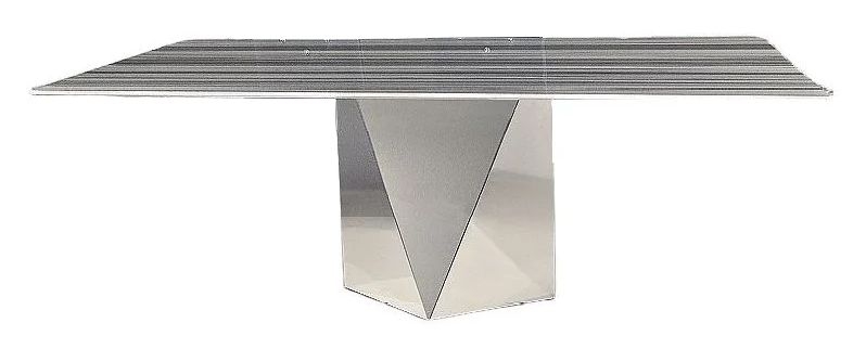 Stone International Freedom Beveled Edge Dining Table Marble And Stainless Steel