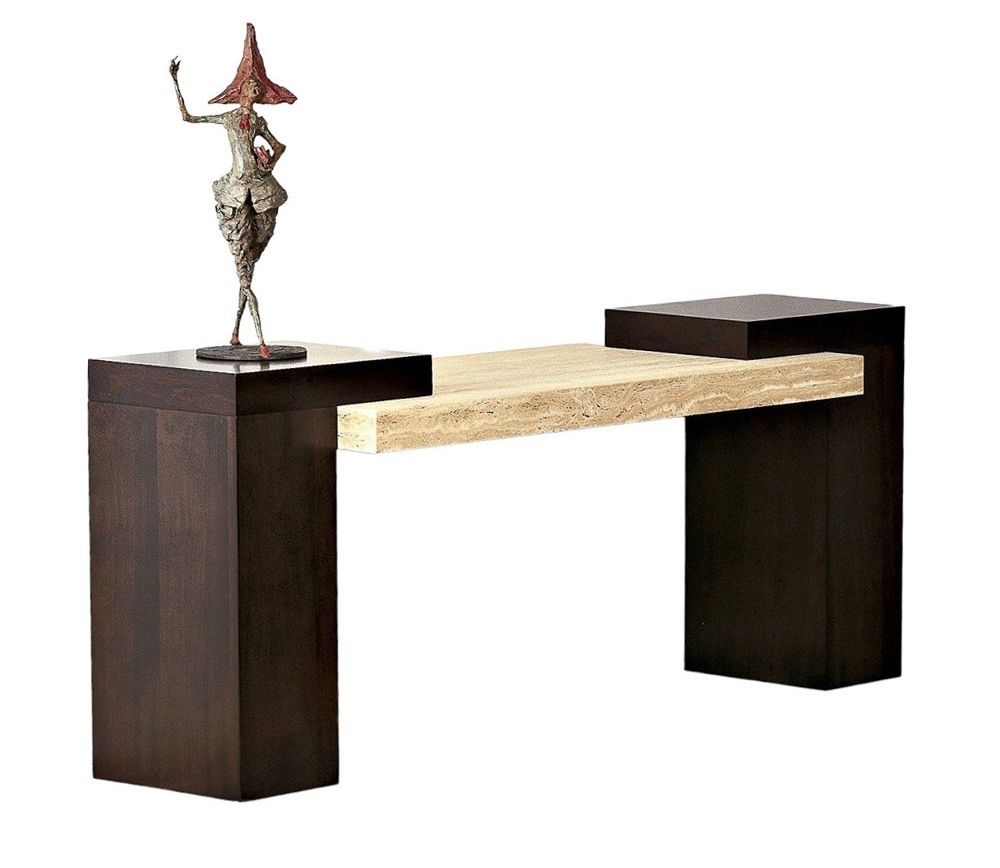 Stone International Helen Console Table Marble And Wenge Wood