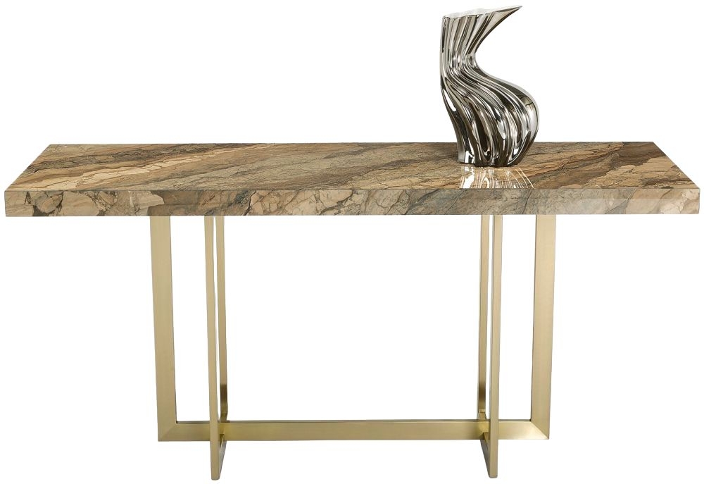 Stone International Horizon Marble And Satin Brass Console Table