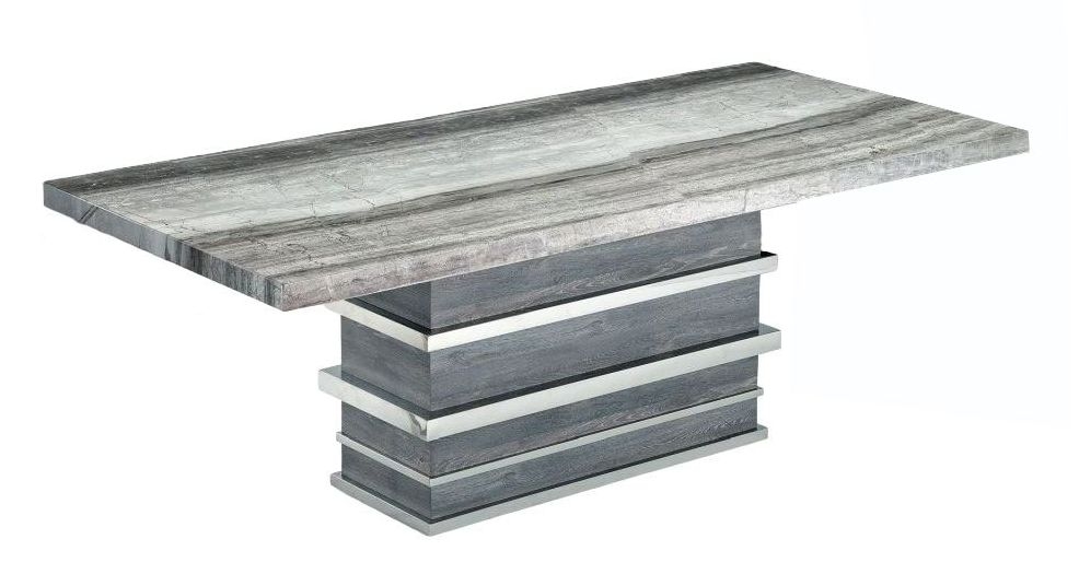 Stone International Saturn Dining Table Marble And Polished Stainless Steel